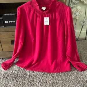 J. Crew Pink Ruffled Bib Collar Blouse